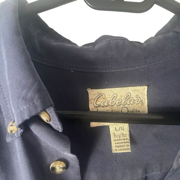 Cabela's Men's Size Large Navy Blue Soft Modal Short Sleeve Button Up Shirt - Picture 5 of 8